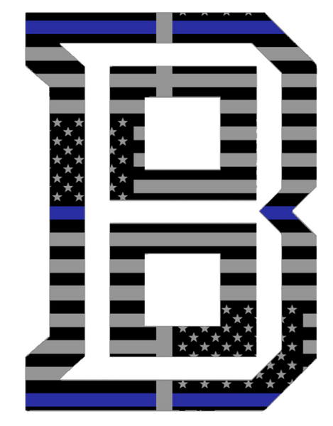 Bradley Braves Alternate B Logo Thin Blue Line American Flag Premium DieCut Vinyl Decal PICK SIZE