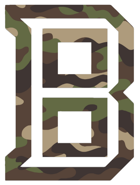 Bradley Braves Woodland Camo Camouflage Alternate B Logo Premium DieCut Vinyl Decal PICK SIZE