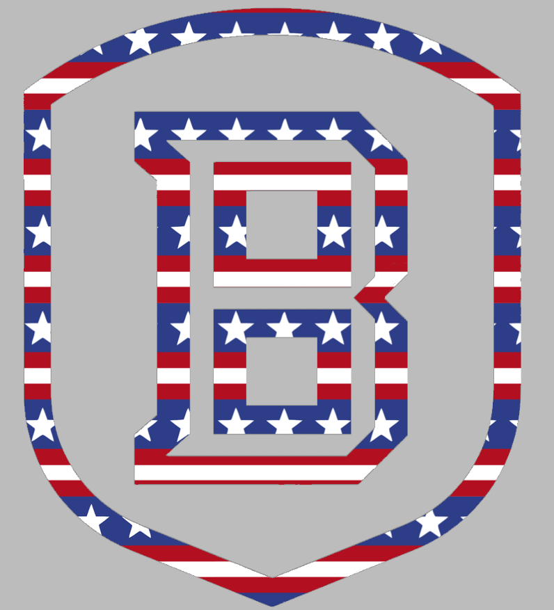 Bradley Braves Team Logo Stars & Stripes USA American Flag Vinyl Decal PICK SIZE