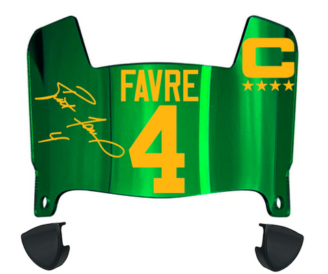 Brett Favre Green Bay Packers Mini Football Helmet Visor w/ Clips - PICK COLOR