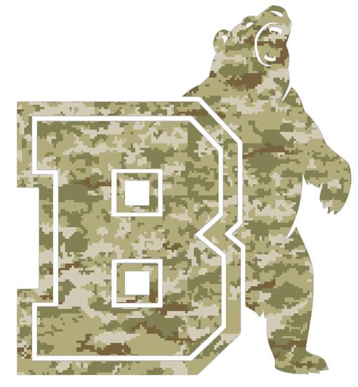 Brown Bears Alternate Logo Salute to Service Camouflage Camo Vinyl Decal PICK SIZE