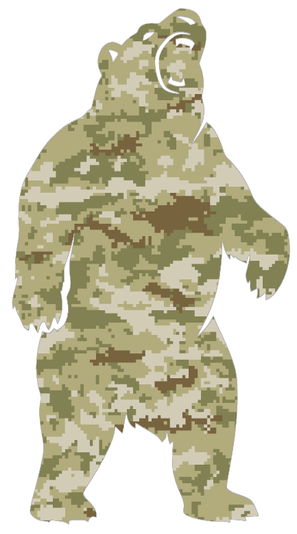 Brown Bears Mascot Logo Salute to Service Camouflage Camo Vinyl Decal PICK SIZE