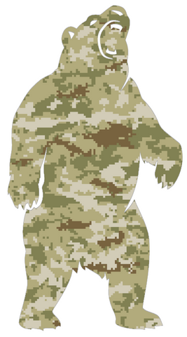 Brown Bears Mascot Logo Salute to Service Camouflage Camo Vinyl Decal PICK SIZE