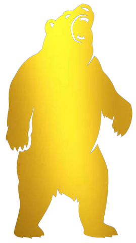 Brown Bears GOLD CHROME MIRROR Mascot Logo Premium DieCut Vinyl Decal PICK SIZE