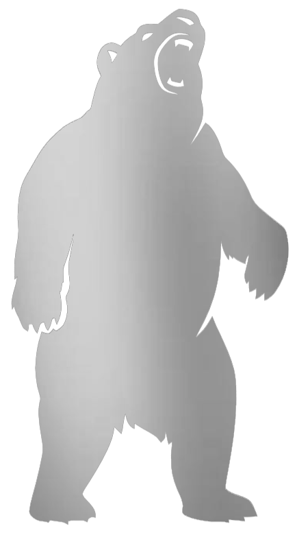 Brown Bears SILVER CHROME MIRROR Mascot Logo Premium DieCut Vinyl Decal PICK SIZE