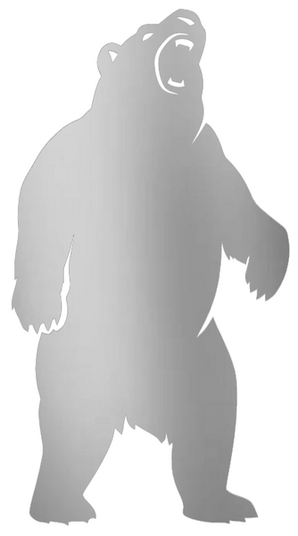 Brown Bears SILVER CHROME MIRROR Mascot Logo Premium DieCut Vinyl Decal PICK SIZE