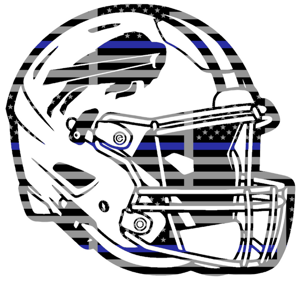 Buffalo Bills Football Helmet Thin Blue Line American Flag Premium DieCut Vinyl Decal PICK SIZE