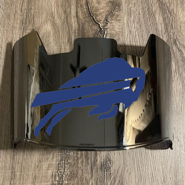 Buffalo Bills Full Size Football Helmet Visor Shield Silver Chrome Mirror w/ Clips - PICK LOGO COLOR