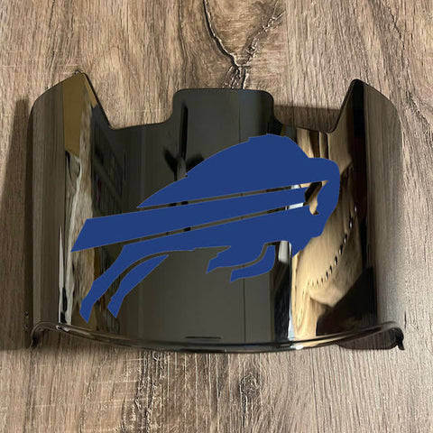 Buffalo Bills Full Size Football Helmet Visor Shield Silver Chrome Mirror w/ Clips - PICK LOGO COLOR