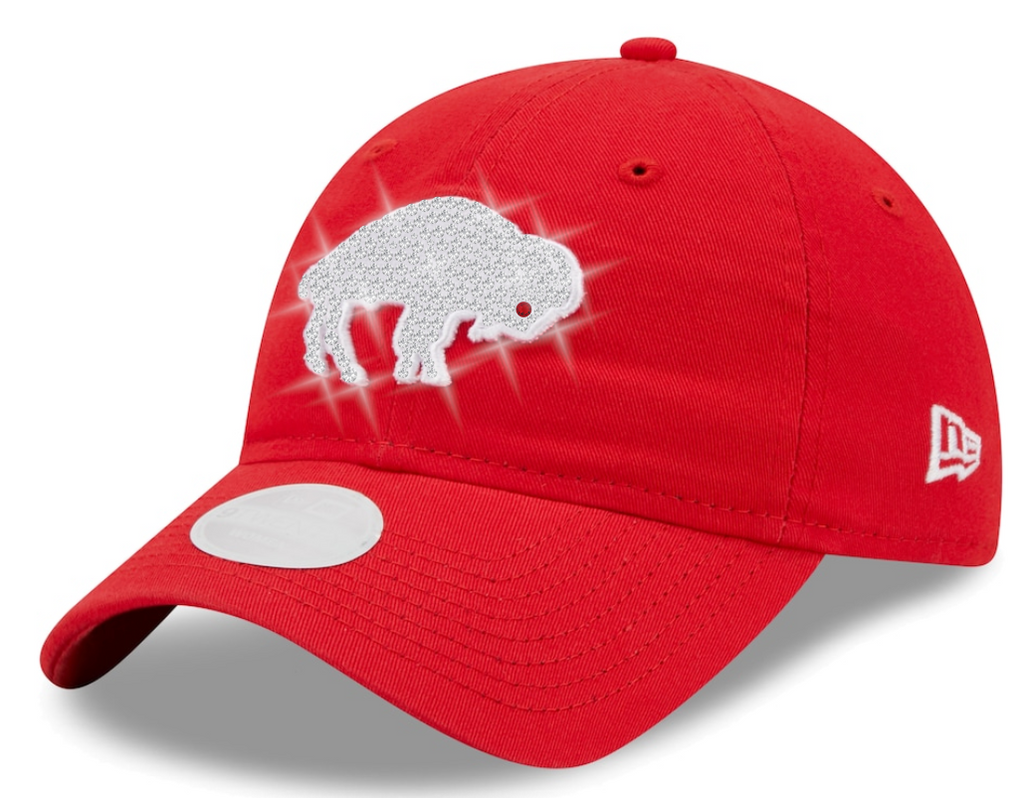 Buffalo Bills Retro Throwback Swarovski Crystal Bling Womens New Era Adjustable Hat Red