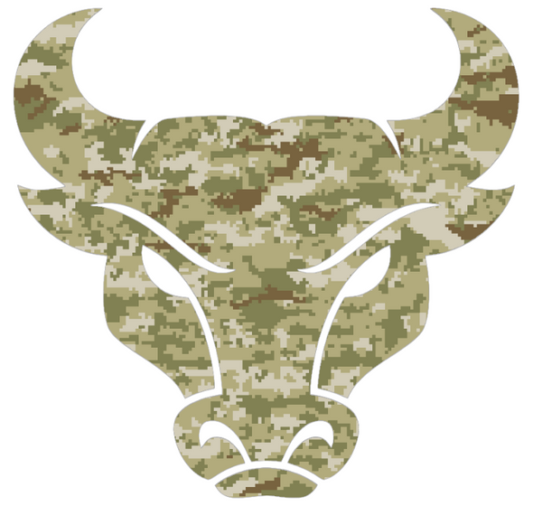Buffalo Bulls Mascot Logo Salute to Service Camouflage Camo Vinyl Decal PICK SIZE