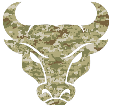 Buffalo Bulls Mascot Logo Salute to Service Camouflage Camo Vinyl Decal PICK SIZE