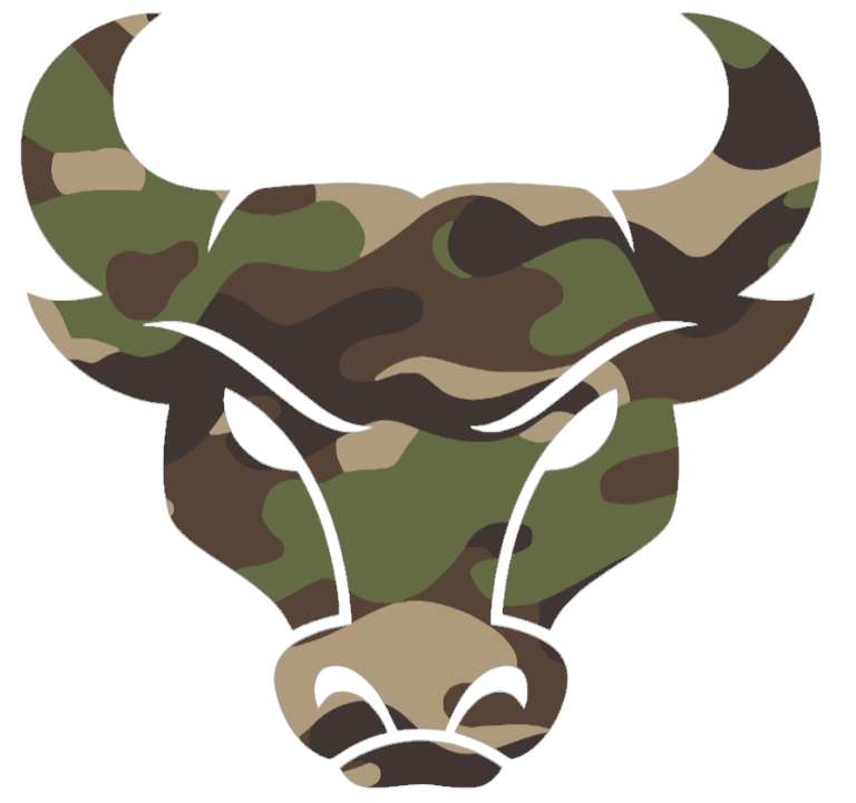 Buffalo Bulls Woodland Camo Camouflage Mascot Logo Premium DieCut Vinyl Decal PICK SIZE