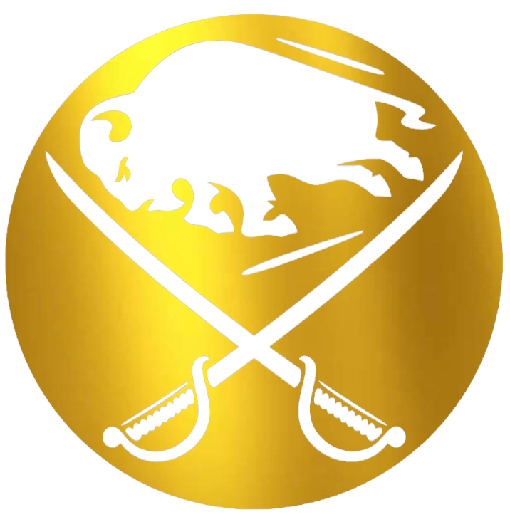 Buffalo Sabres GOLD CHROME MIRROR Team Logo Premium DieCut Vinyl Decal PICK SIZE