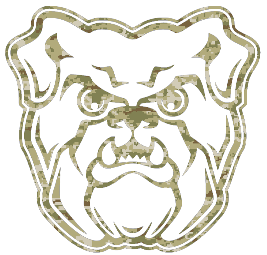 Butler Bulldogs Team Logo Salute to Service Camouflage Camo Vinyl Decal PICK SIZE