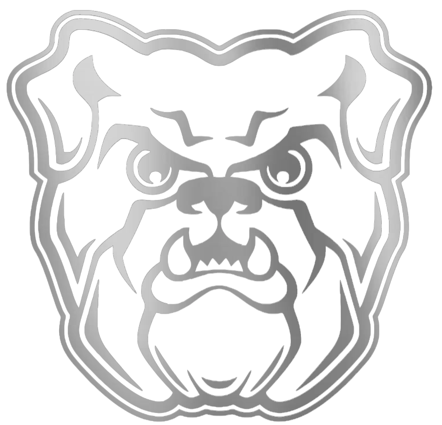 Butler Bulldogs SILVER CHROME MIRROR Team Logo Premium DieCut Vinyl Decal PICK SIZE