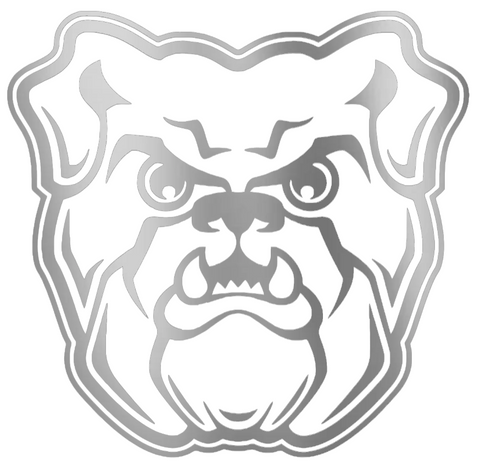 Butler Bulldogs SILVER CHROME MIRROR Team Logo Premium DieCut Vinyl Decal PICK SIZE