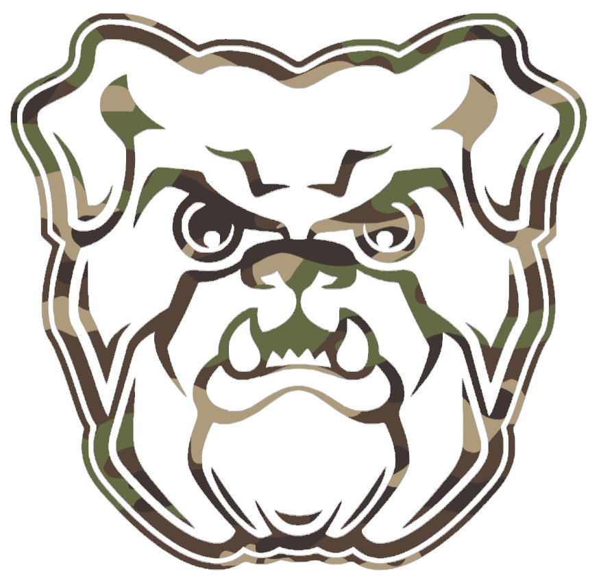 Butler Bulldogs Woodland Camo Camouflage Team Logo Premium DieCut Vinyl Decal PICK SIZE