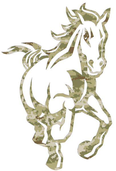 Cal Poly Mustangs Mascot Logo Salute to Service Camouflage Camo Vinyl Decal PICK SIZE