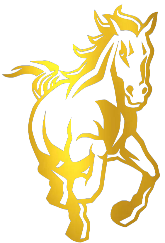 Cal Poly Mustangs GOLD CHROME MIRROR Mascot Logo Premium DieCut Vinyl Decal PICK SIZE
