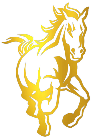 Cal Poly Mustangs GOLD CHROME MIRROR Mascot Logo Premium DieCut Vinyl Decal PICK SIZE