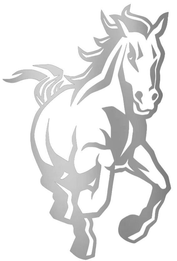 Cal Poly Mustangs SILVER CHROME MIRROR Mascot Logo Premium DieCut Vinyl Decal PICK SIZE