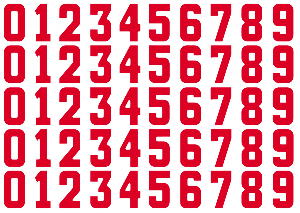 Calgary Flames Helmet Jersey Style Vinyl Number Decal Sheet Set of 50 #0-9 - Pick Color & Size