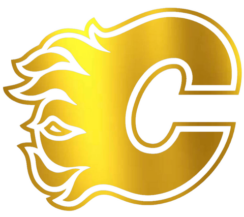 Calgary Flames GOLD CHROME MIRROR Team Logo Premium DieCut Vinyl Decal PICK SIZE