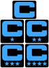 Dual Color Black Captain Patch Jersey C Style Football Helmet Decal - Perfect for Adult & Youth Full Size Football Helmets - PICK COLOR