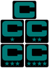 Dual Color Black Captain Patch Jersey C Style Football Helmet Decal - Perfect for Adult & Youth Full Size Football Helmets - PICK COLOR