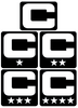Dual Color Black Captain Patch Jersey C Style Football Helmet Decal - Perfect for Adult & Youth Full Size Football Helmets - PICK COLOR
