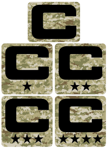 Dual Color Camo Camouflage Captain Patch Jersey C Style Football Helmet Decal - Perfect for Adult & Youth Full Size Football Helmets - PICK COLOR