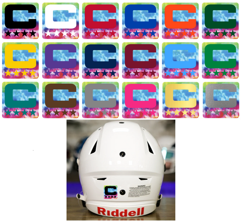 Dual Color Tie Dye Crucial Catch Cancer Captain Patch Jersey C Style Football Helmet Decal - Perfect for Adult & Youth Full Size Football Helmets - PICK COLOR