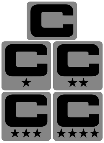Dual Color Gray Captain Patch Jersey C Style Football Helmet Decal - Perfect for Adult & Youth Full Size Football Helmets - PICK COLOR