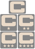 Dual Color Gray Captain Patch Jersey C Style Football Helmet Decal - Perfect for Adult & Youth Full Size Football Helmets - PICK COLOR