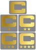 Dual Color Gray Captain Patch Jersey C Style Football Helmet Decal - Perfect for Adult & Youth Full Size Football Helmets - PICK COLOR