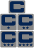 Dual Color Gray Captain Patch Jersey C Style Football Helmet Decal - Perfect for Adult & Youth Full Size Football Helmets - PICK COLOR