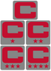 Dual Color Gray Captain Patch Jersey C Style Football Helmet Decal - Perfect for Adult & Youth Full Size Football Helmets - PICK COLOR