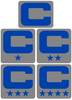 Dual Color Gray Captain Patch Jersey C Style Football Helmet Decal - Perfect for Adult & Youth Full Size Football Helmets - PICK COLOR