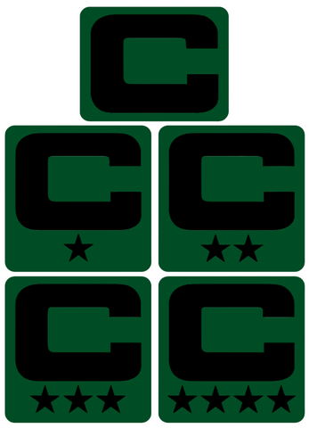 Dual Color Green Captain Patch Jersey C Style Football Helmet Decal - Perfect for Adult & Youth Full Size Football Helmets - PICK COLOR