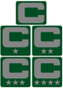 Dual Color Green Captain Patch Jersey C Style Football Helmet Decal - Perfect for Adult & Youth Full Size Football Helmets - PICK COLOR