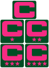 Dual Color Green Captain Patch Jersey C Style Football Helmet Decal - Perfect for Adult & Youth Full Size Football Helmets - PICK COLOR