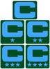 Dual Color Green Captain Patch Jersey C Style Football Helmet Decal - Perfect for Adult & Youth Full Size Football Helmets - PICK COLOR
