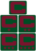 Dual Color Green Captain Patch Jersey C Style Football Helmet Decal - Perfect for Adult & Youth Full Size Football Helmets - PICK COLOR