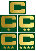 Dual Color Green Captain Patch Jersey C Style Football Helmet Decal - Perfect for Adult & Youth Full Size Football Helmets - PICK COLOR