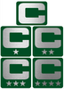 Dual Color Green Captain Patch Jersey C Style Football Helmet Decal - Perfect for Adult & Youth Full Size Football Helmets - PICK COLOR