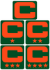 Dual Color Green Captain Patch Jersey C Style Football Helmet Decal - Perfect for Adult & Youth Full Size Football Helmets - PICK COLOR