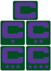 Dual Color Green Captain Patch Jersey C Style Football Helmet Decal - Perfect for Adult & Youth Full Size Football Helmets - PICK COLOR
