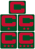 Dual Color Green Captain Patch Jersey C Style Football Helmet Decal - Perfect for Adult & Youth Full Size Football Helmets - PICK COLOR