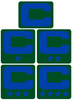 Dual Color Green Captain Patch Jersey C Style Football Helmet Decal - Perfect for Adult & Youth Full Size Football Helmets - PICK COLOR